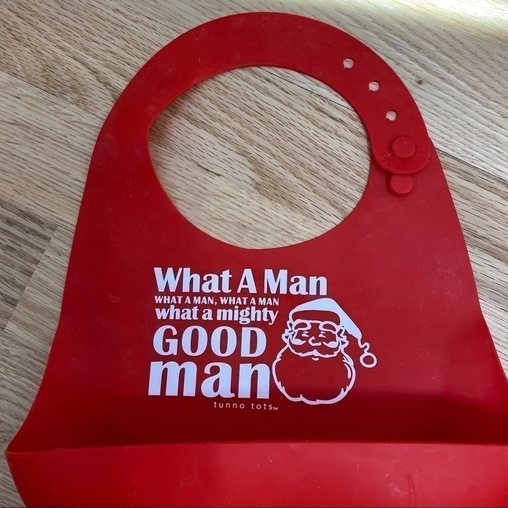 Silicone Baby Bib Santa Red Christmas Easy Clean